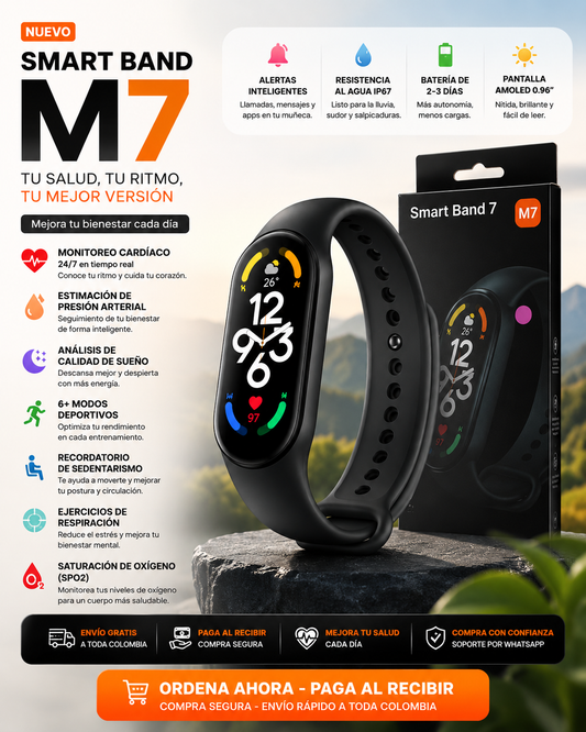 ⌚ SMART BAND M7 · Tu Salud en tu Muñeca | Monitoreo Cardíaco y Presión Arterial