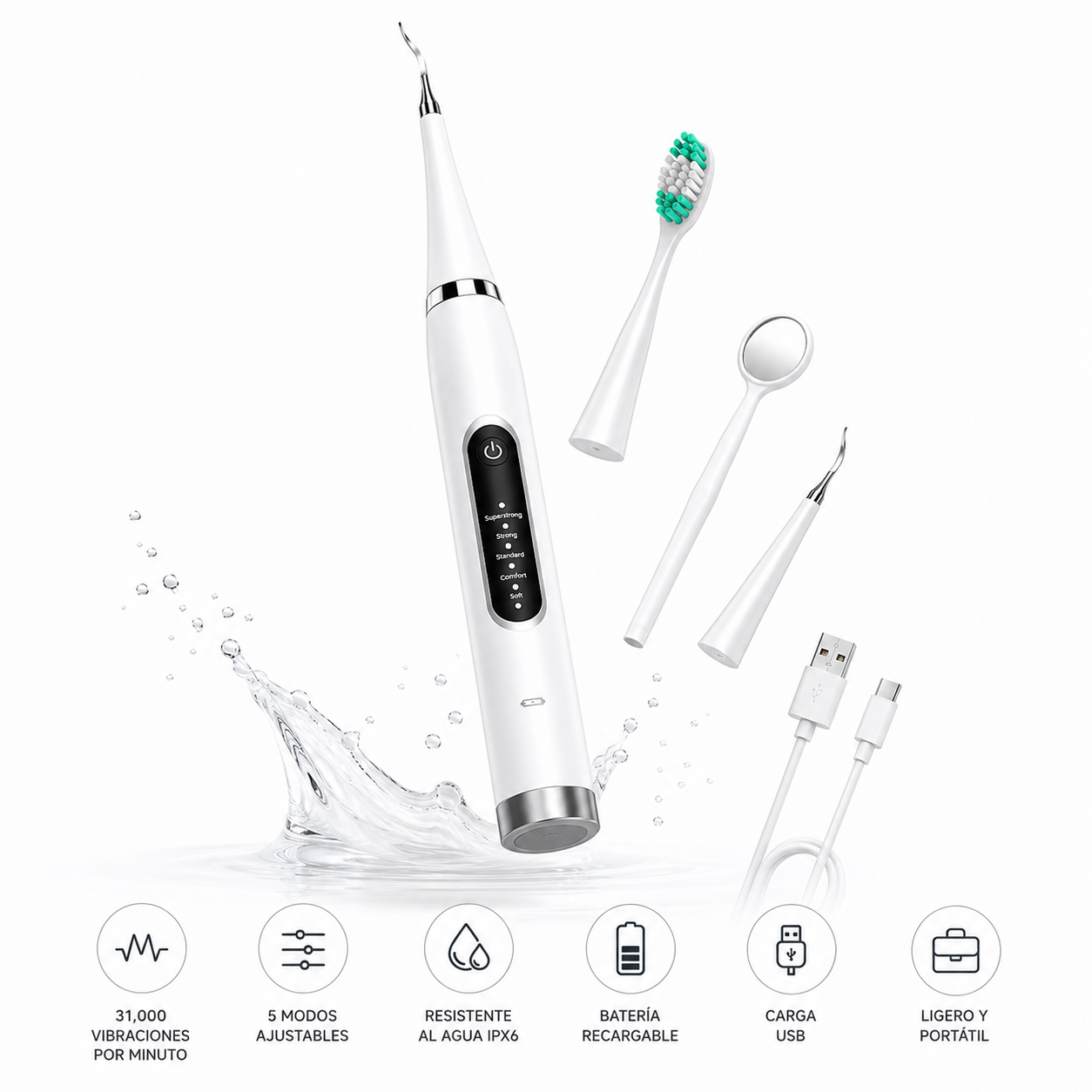 DentalClean Pro™ | Cepillo Dental Inteligente Removedor de Sarro 4 en 1